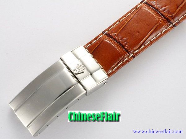 Replacement Rolex Daytona Leather Strap Brown with Silver 20mm